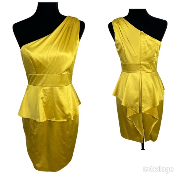 Jessica Simpson Gold Yellow one shoulder dress 6 - Picture 1 of 17